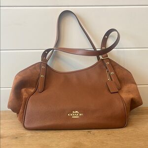 Coach Brown Leather Shoulder Bag with Signature Hardware
